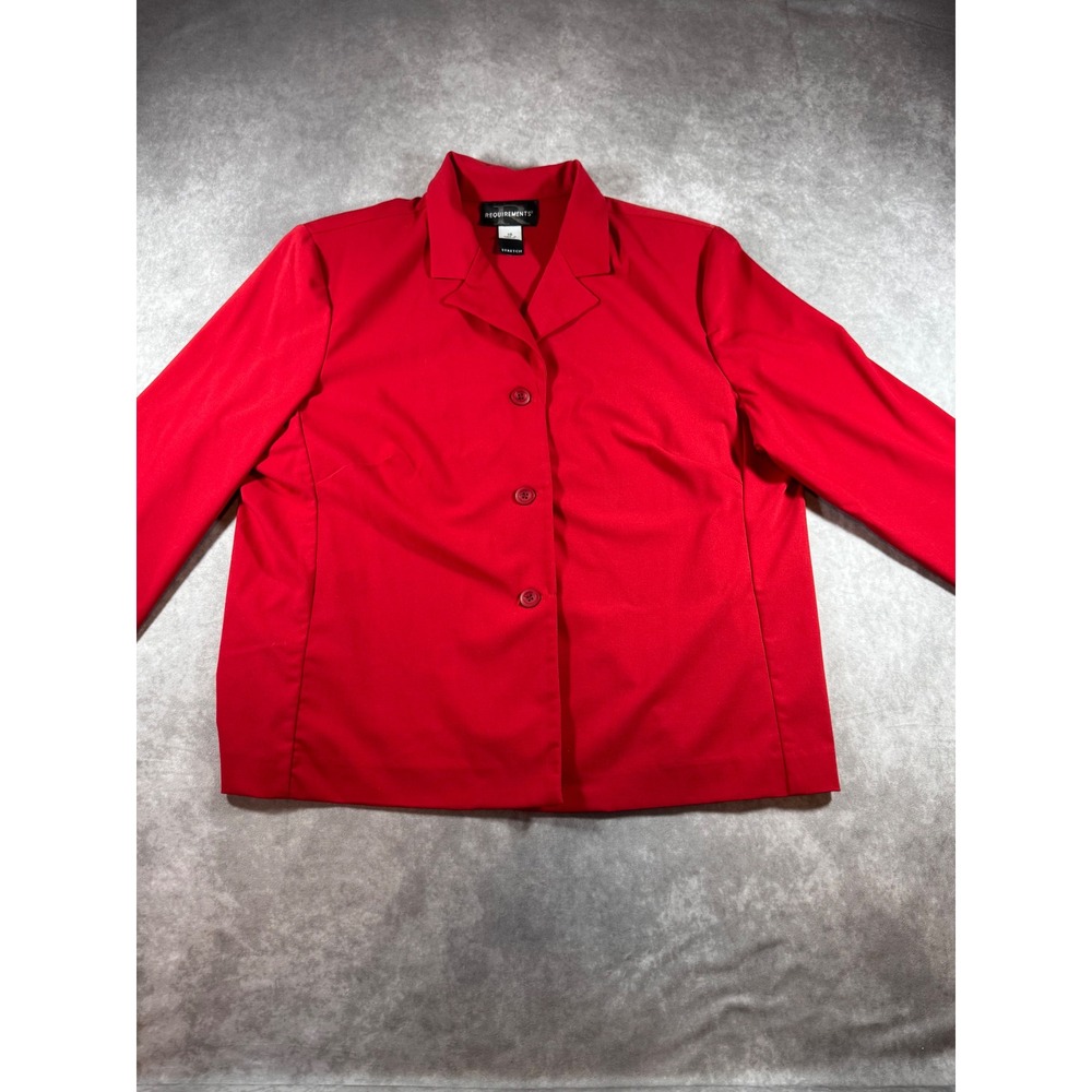 Requirements Womens Red Stretch Blazer Jacket Size 18 Three Button Career Office